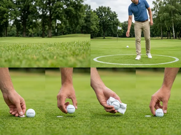 Illustration for Procedures for the ball: marking, lifting, cleaning; replacing on a spot; dropping in a relief area; playing from a wrong place